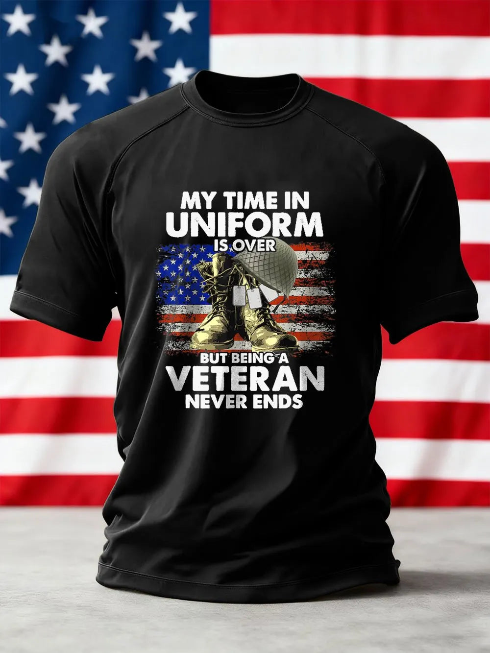 Men's Veterans Day Printed Crew Neck Short Sleeve T-Shirt