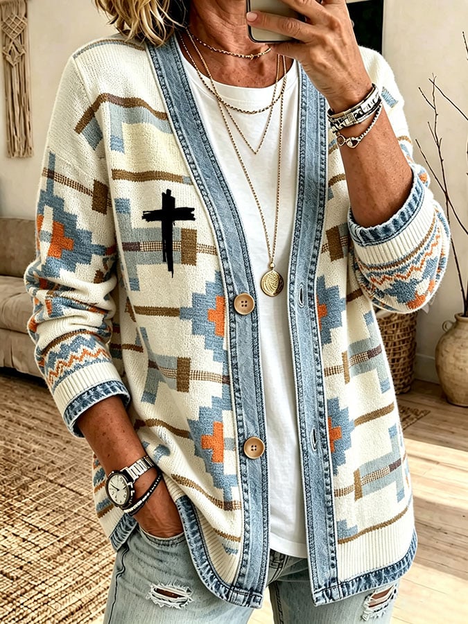 Women's Casual Printed Cardigan