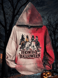 Women's Howdy Halloween Bloodstain Printed Hooded Sweatshirt