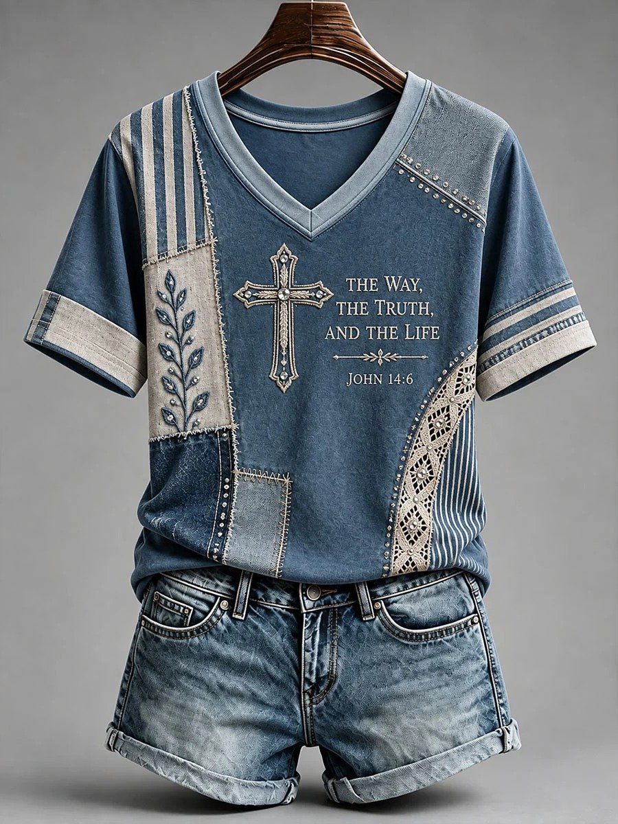Women's Faith Cross-Print Top