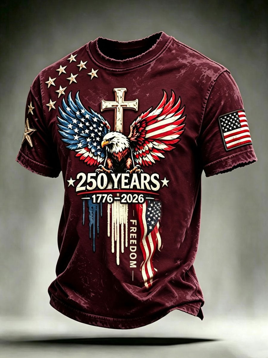 Men'S Casual American 250Th Anniversary Faith Short Sleeved T-Shirt