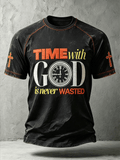 Men's faith theme slogan printed casual short-sleeve T-shirt
