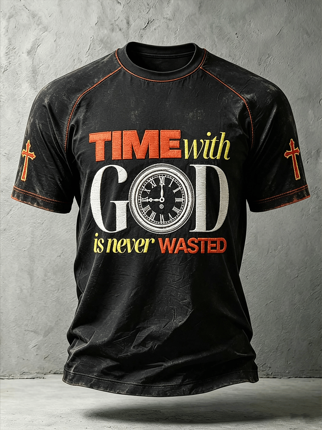 Men's faith theme slogan printed casual short-sleeve T-shirt