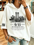 🕯️Women's Retro  9.11 Never Forget Print  Hooded Sweatshirt