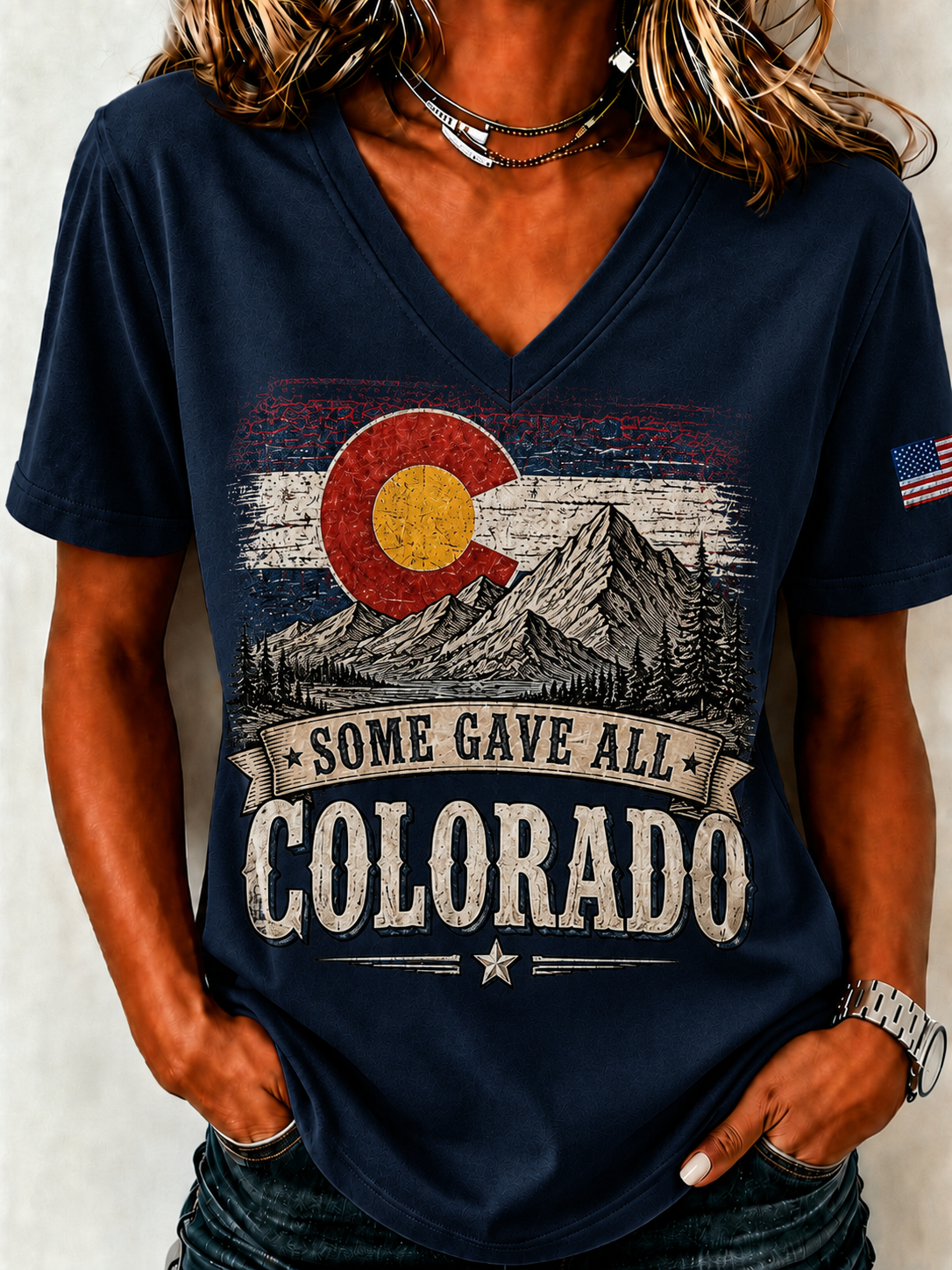 Women'S Colorado Strong: Rising From The Ashesn Printed T-Shirt  V-Neck T-Shirt