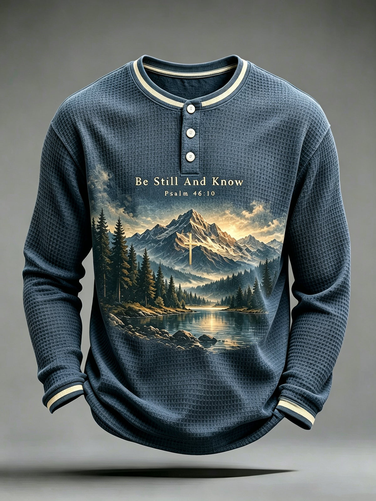 Men's Be Still And Know Psalm 46:10 Printed Waffle-Knit Top