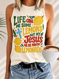 The Woman, Wearing A Christian Vest, Said, "Life Has Given Me Some Lemons, But My Jesus Is Making Lemonade From Them."