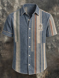 Men's Vintage Faith Faux-Linen Short-Sleeve Shirt