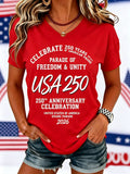 Women's Casual Text Letters Crew Neck Short Sleeve T-shirt