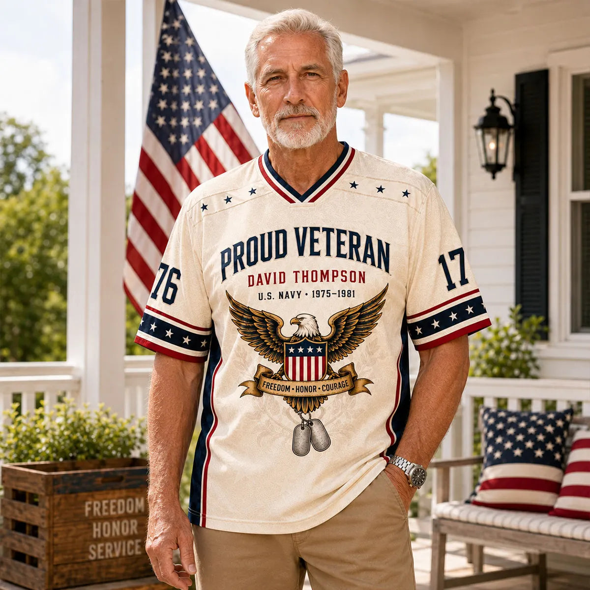 Personalized Veteran Jersey Shirt – Custom Name, Branch & Service Years