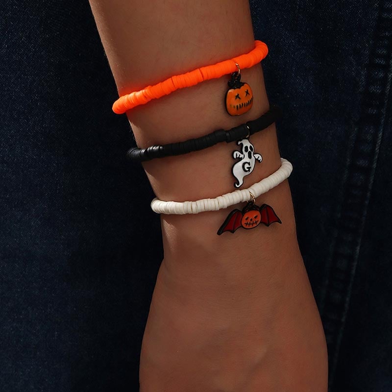 Fashionable And Creative Pumpkin Bat Ghost Design Bracelet