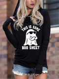 Women's Halloween This Is Some Boo Sheet Printed Hooded Sweatshirt
