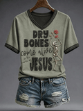 Women's Halloween Faith Lover Dry Bones Come Alive Printed T-shirt