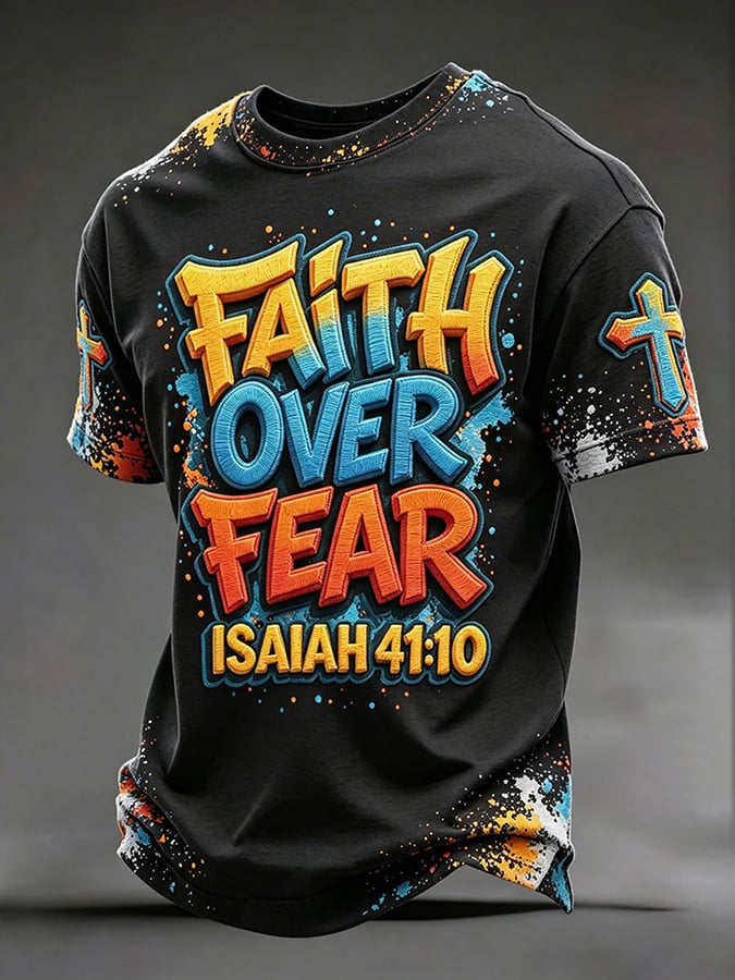 Men'S Faith Over Fear Print T-Shirt