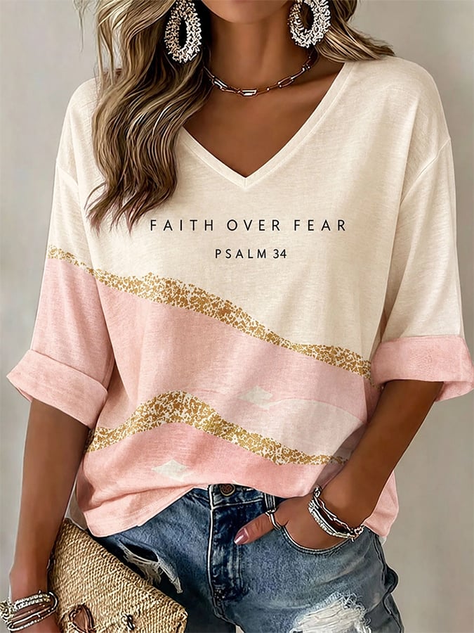 Women's  Retro  Faith Print T-shirt