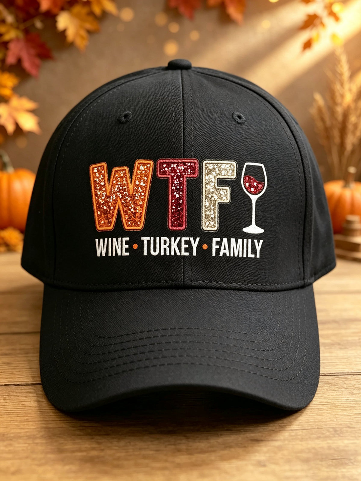 Unisex WTF Wine Turkey Family Print Casual Hat