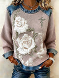 Women's Winter Floral Faith Print Round Neck Top