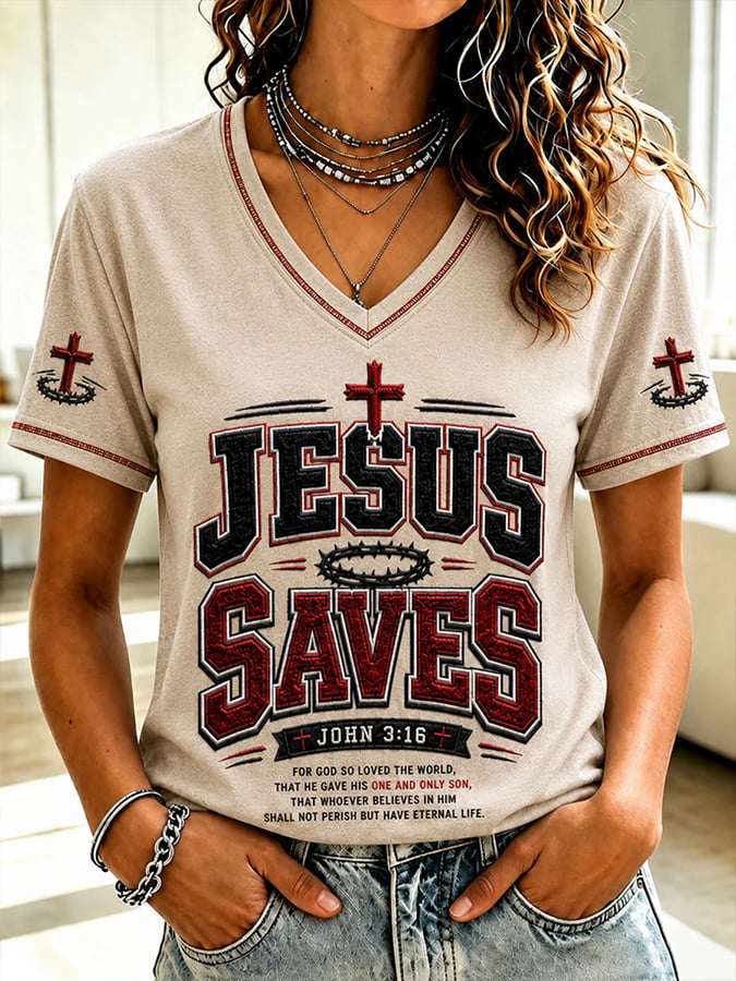 Women'S Casual "Faith" Print T-Shirt