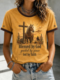 Women's Vintage Western Faith-Print Top