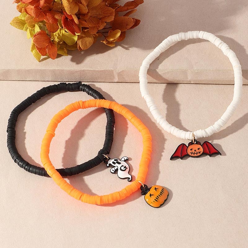 Fashionable And Creative Pumpkin Bat Ghost Design Bracelet