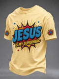 Men's Jesus is My Superhero Printed Casual T-shirt
