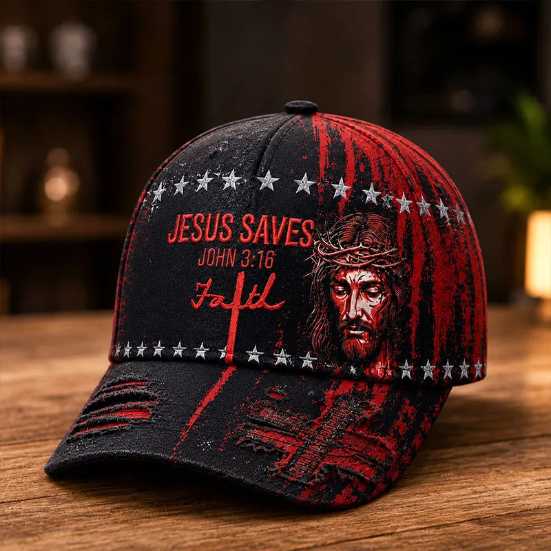 Jesus Saves Crown of Thorns Faith Baseball Cap