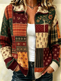 Women's Vintage Floral Print Casual Cardigan