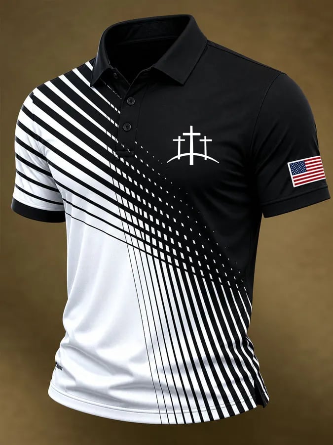 Men's Faith Cross Print Polo Shirt