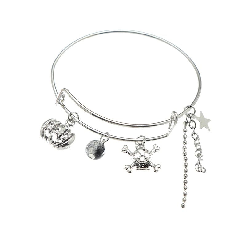 Fashionable And Creative Skull Pendant Retractable Adjustable Bracelet