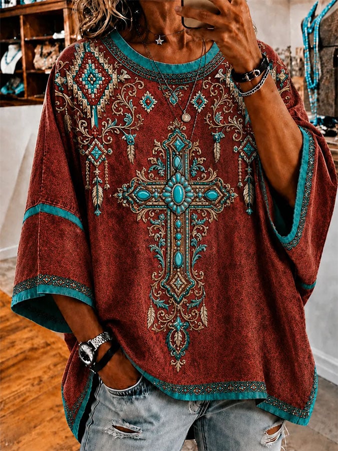 Women's Vintage Print Casual Shirt