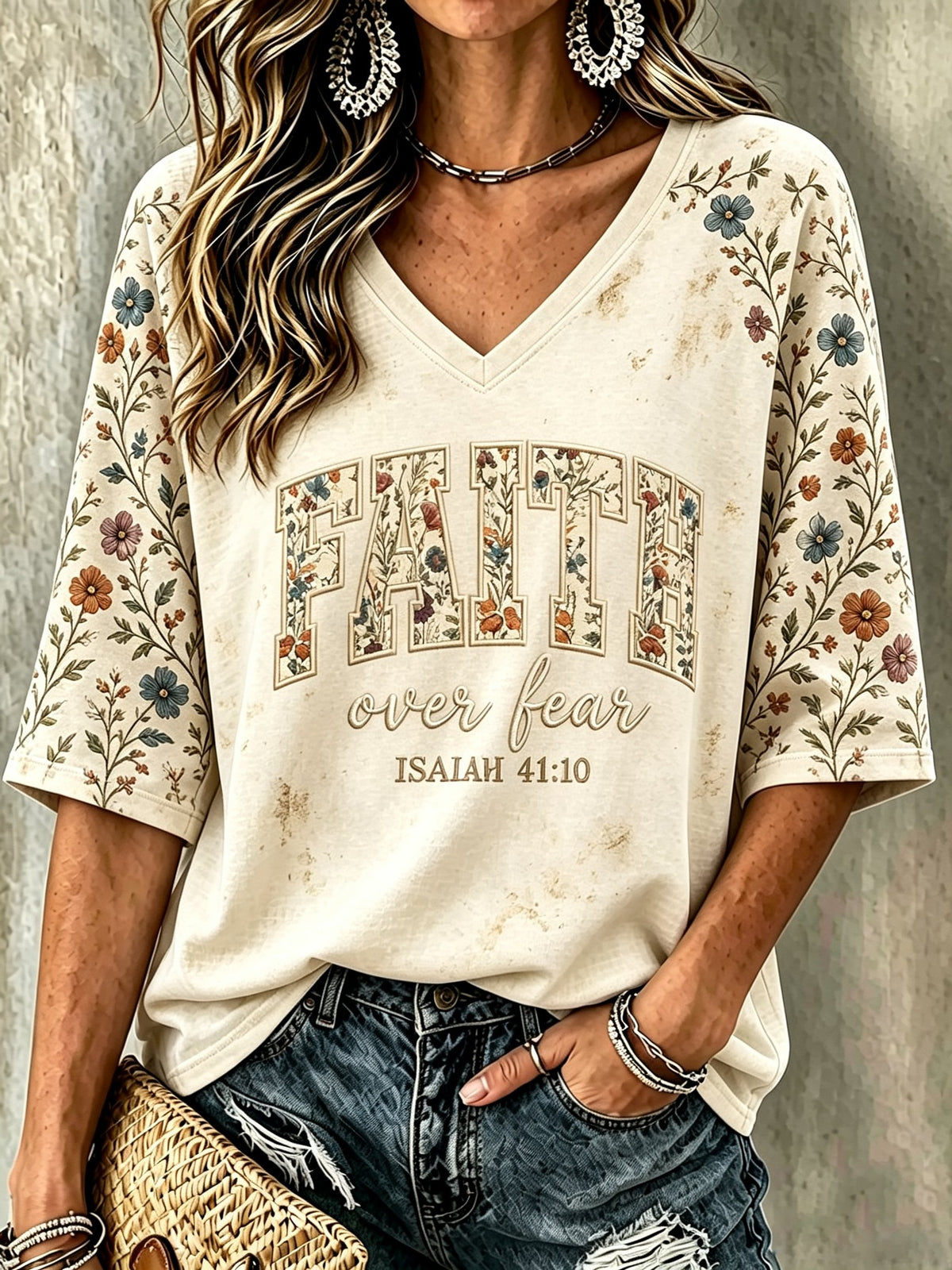 Women’s 'Faith Over Fear' Printed Casual T-Shirt