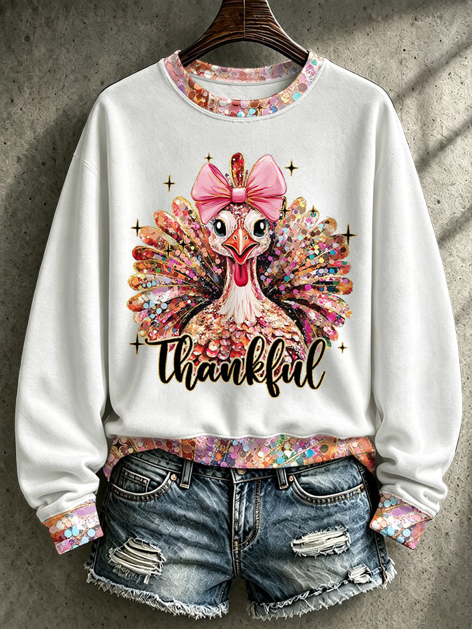 Women's Casual Printed Long-Sleeve Sweatshirt