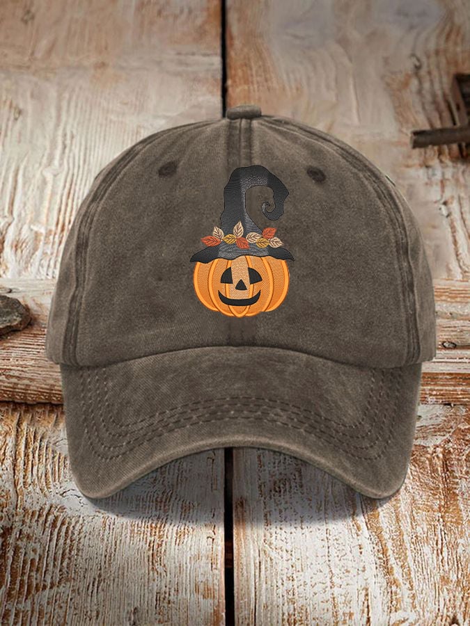 Unisex Halloween Pumpkin Witch Print Hat