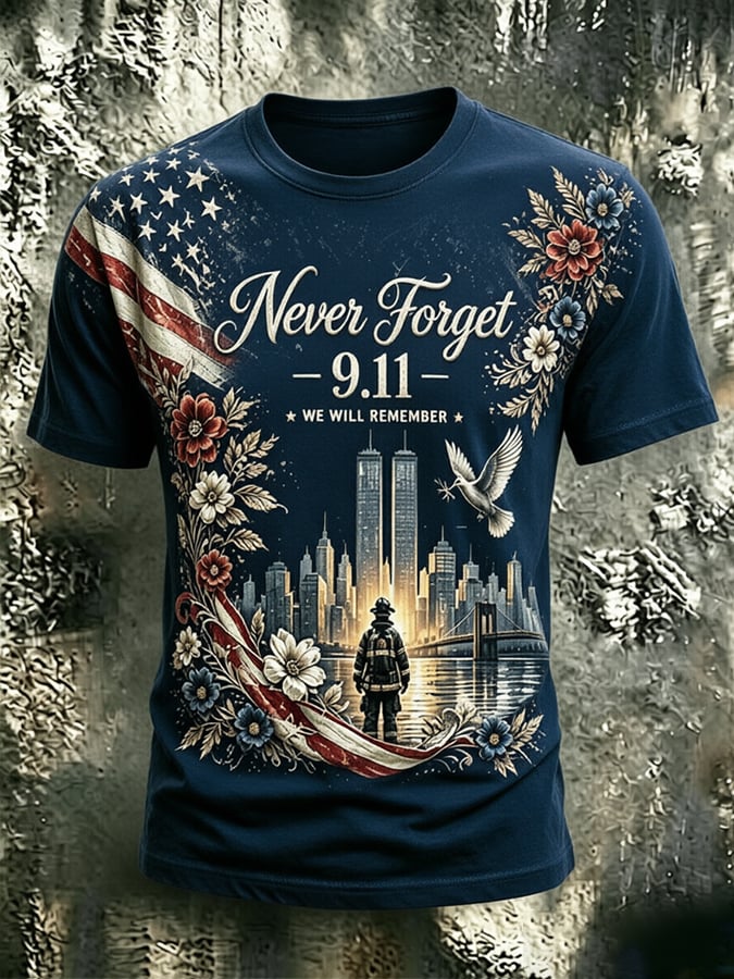 🕯️Men's 9.11 Never Forget Print Casual T-shirt