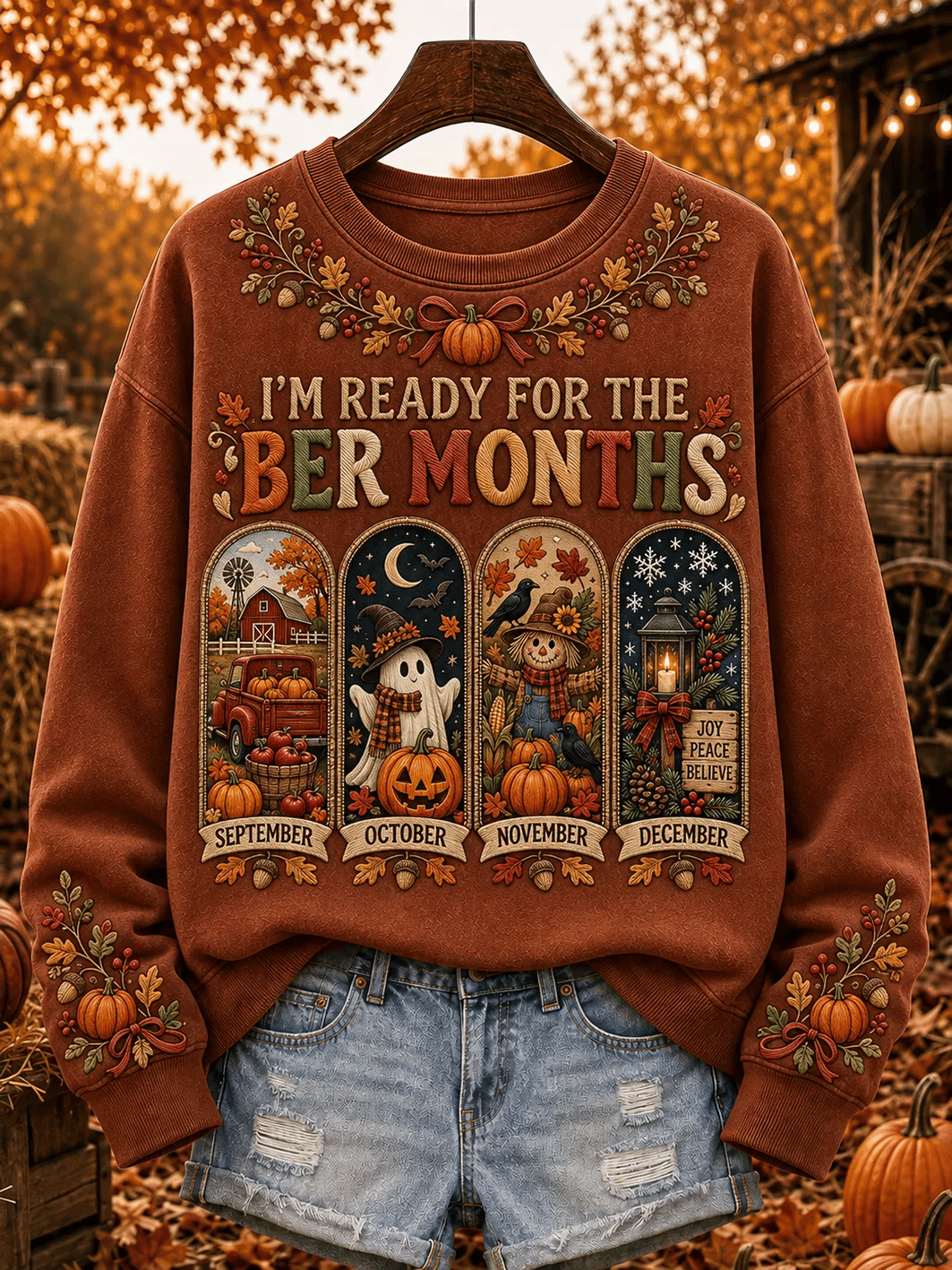 Women's Retro Autumn Thanksgiving Print Hoodie