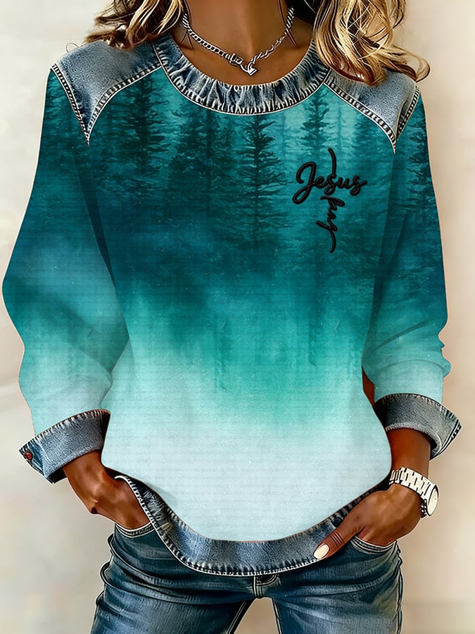 Women's Retro Faith Print Sweatshirt