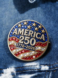 Unisex American 250th Anniversary Stamped Brooch