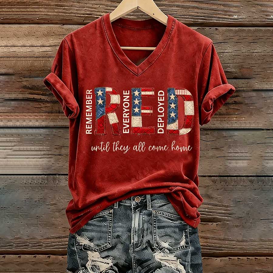 Retro Red Friday Commemorating Those Who Fighted for Me Graphic Print Casual T-Shirt