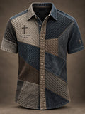 Men's Vintage Faith Faux-Linen Short-Sleeve Shirt