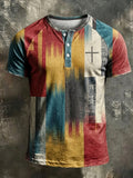 Men's Retro Faith Raglan-Sleeve Henley T-shirt