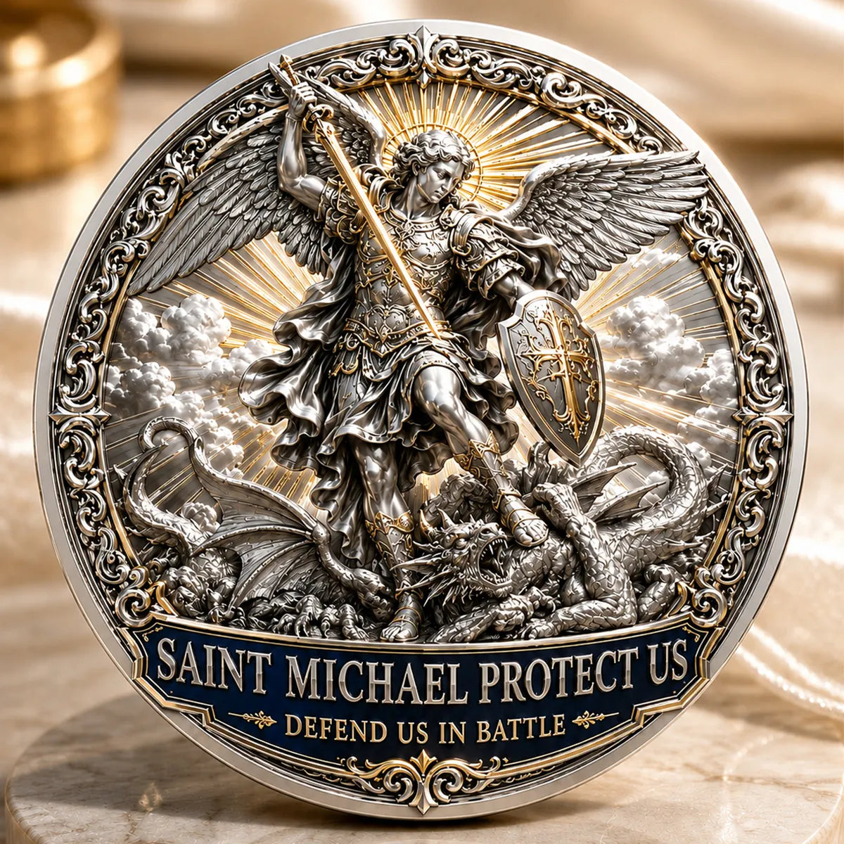 Saint Michael Protect Us Commemorative Metal Medal