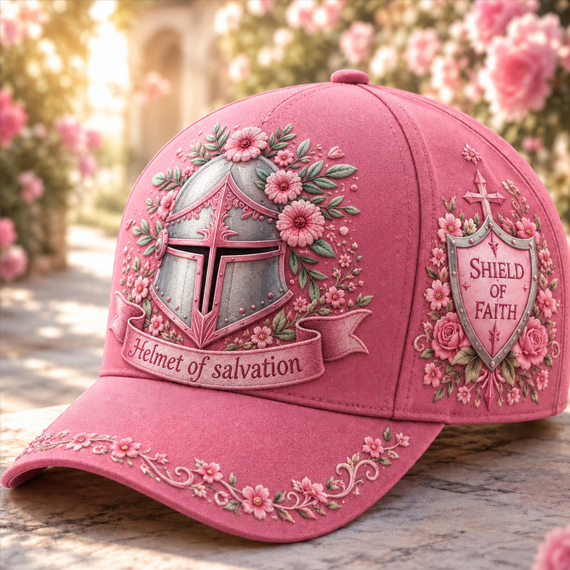Pink Faith Floral Print Baseball Cap