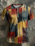 Men's Retro Faith Raglan-Sleeve Henley T-shirt