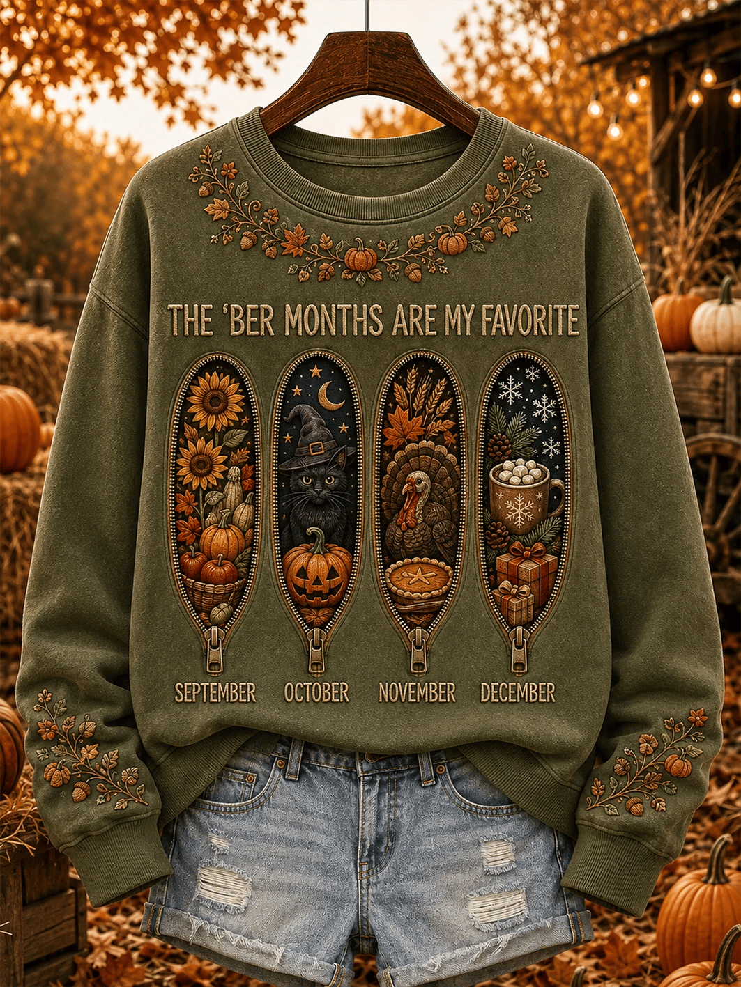 Women's Vintage I'm Ready For The Ber Months Print Casual Sweatshirt