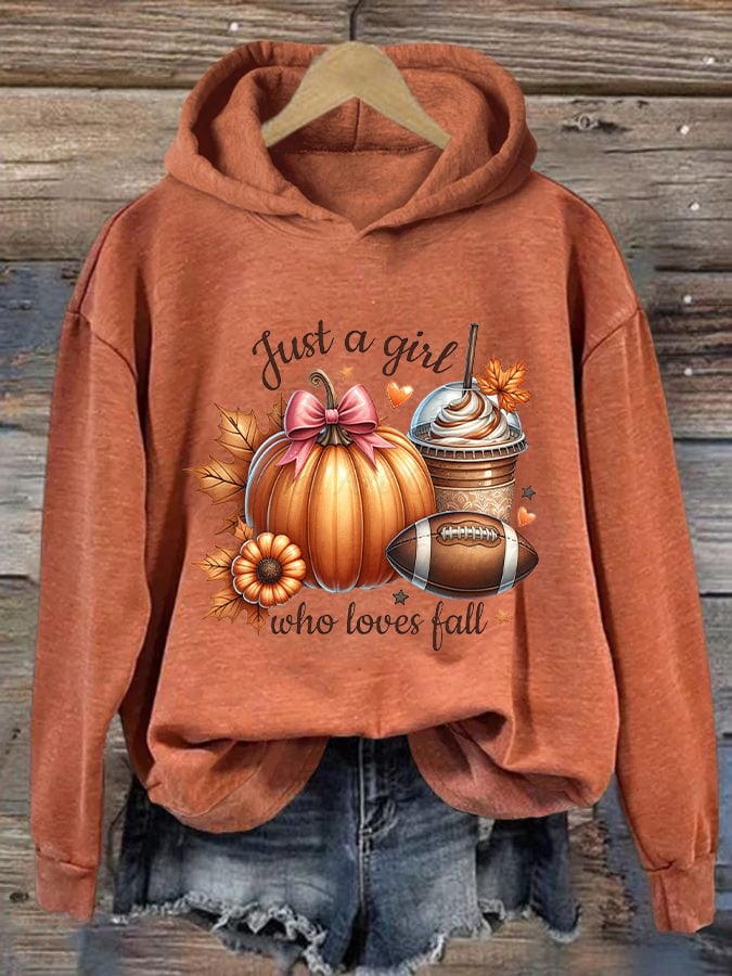 Women's Just A Girl Who Loves Fall Print Hoodie