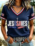 Women’s 'Jesus Saves USA' V-Neck T-Shirts
