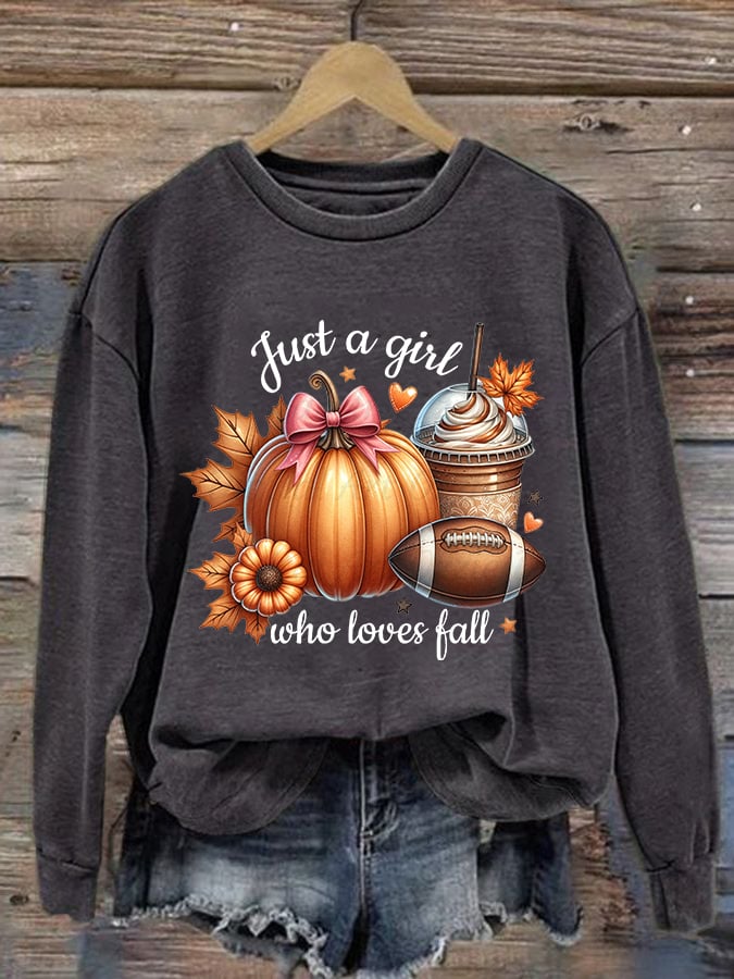 Women's Just A Girl Who Loves Fall Print Sweatshirt