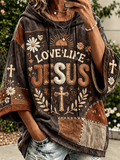 Women's Faith-Themed Color-Blocked Design Casual Hoodie