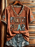 Women's  Retro Western-Style Faith Print T-shirt