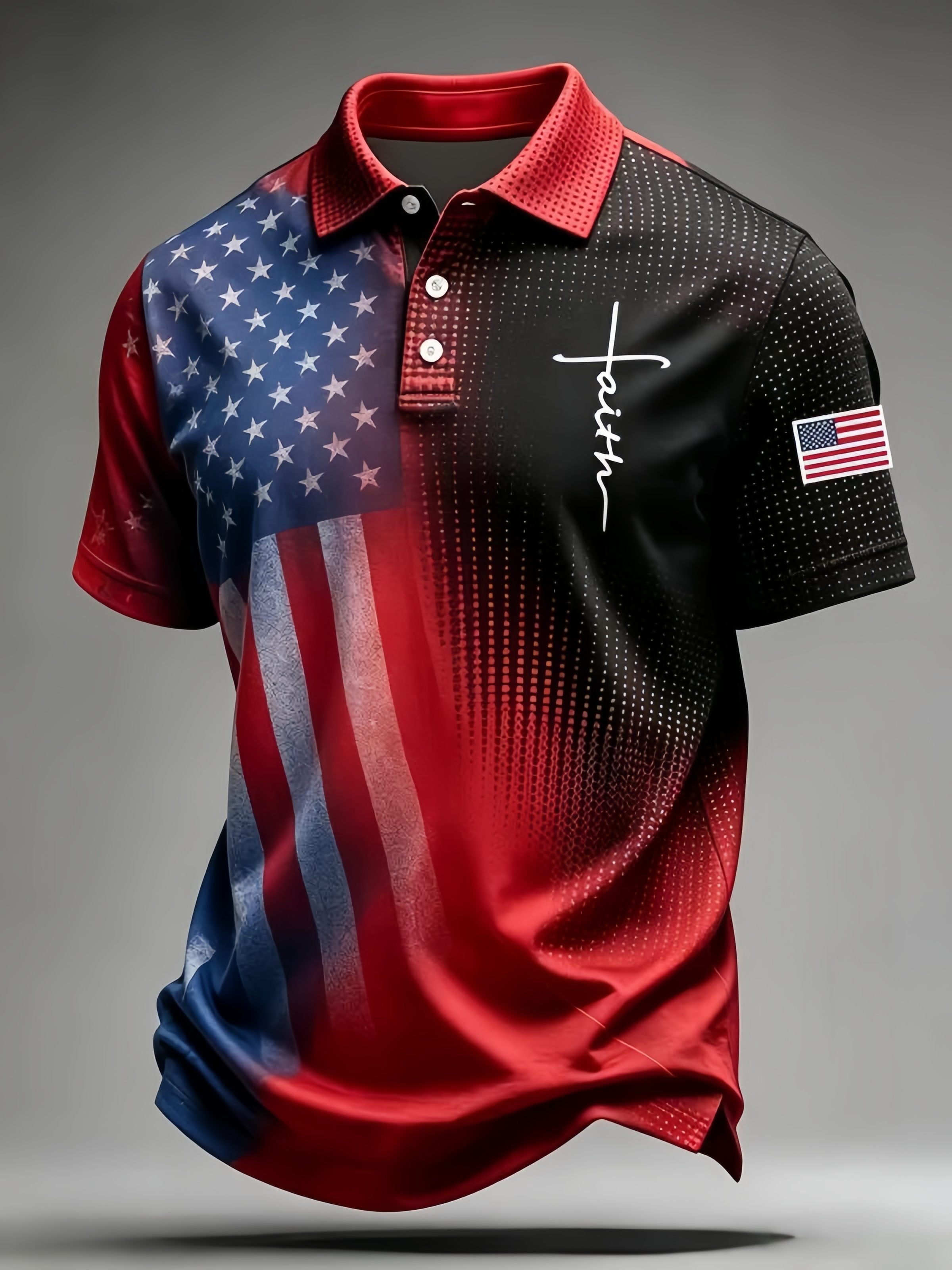 Men's Business Casual Faith Graphic Print Short Sleeve Polo Shirt